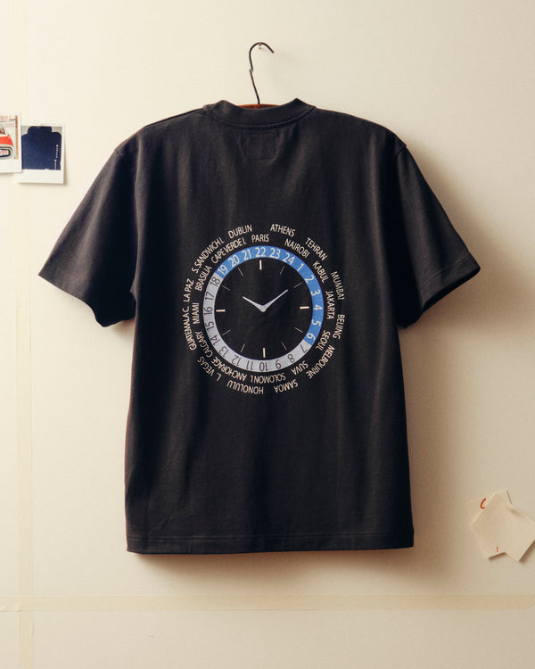 T-shirt horloge mondiale - Noir cassé