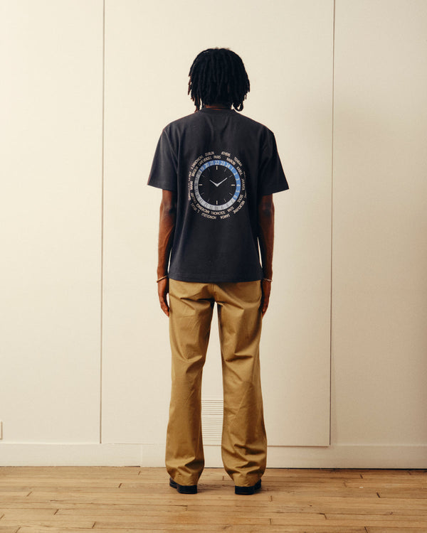 T-shirt horloge mondiale - Noir cassé