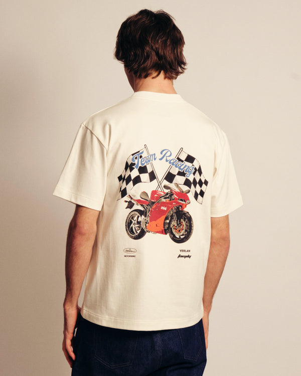 T-shirt Team Racing - Ecru