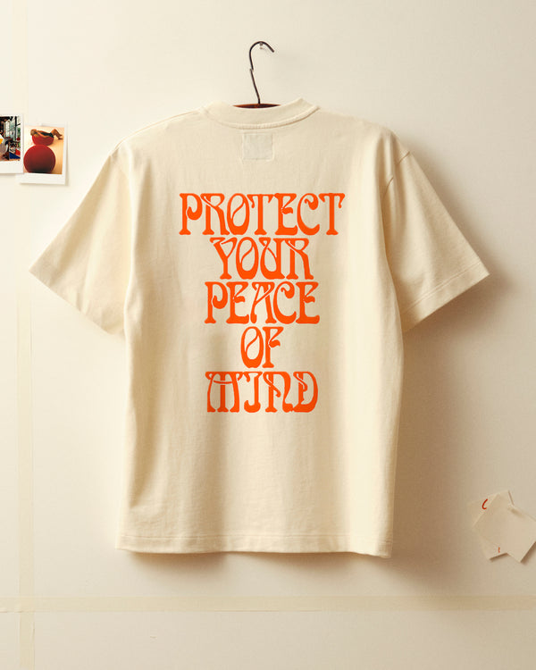 T-shirt "Protégez votre tranquillité d'esprit" - Ecru