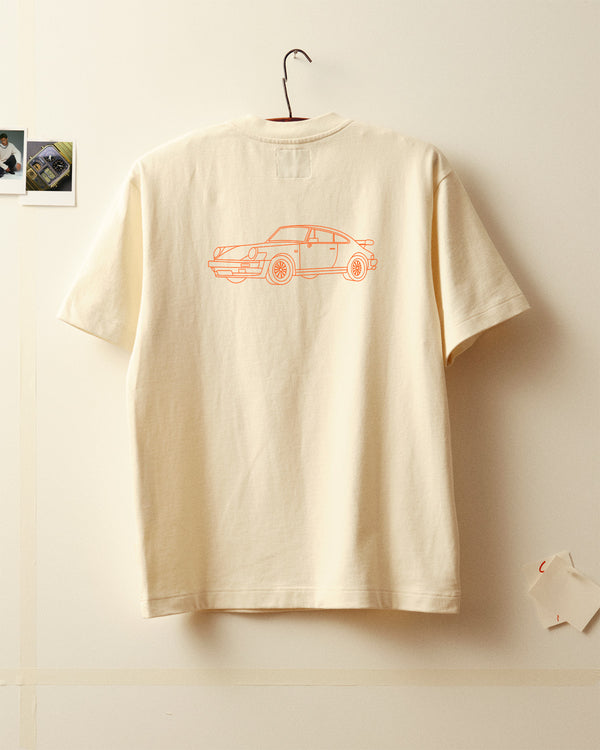 T-shirt voiture vintage - Ecru